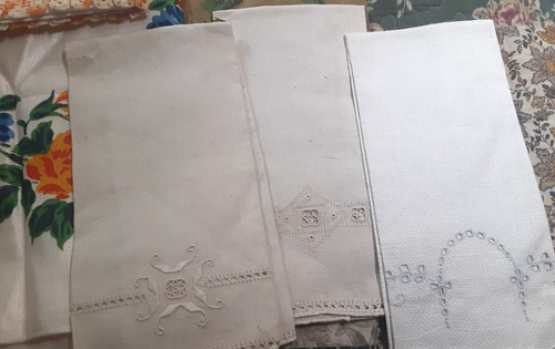 Lot Antique Linen Handkerchief Napkin Tablecloth Dresser runner Doily as is OLD - Picture 10 of 24
