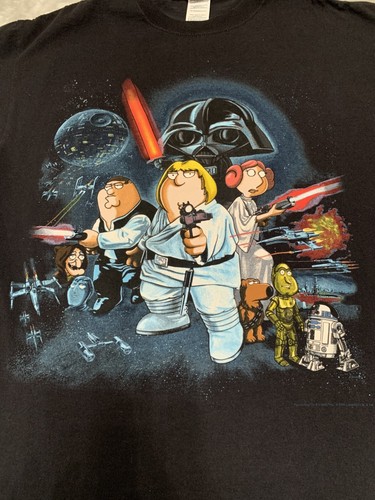 Family Guy Star Wars Shirt Herren Large schwarz Grafik Parodie lustig Y2K USA - Bild 3 von 9