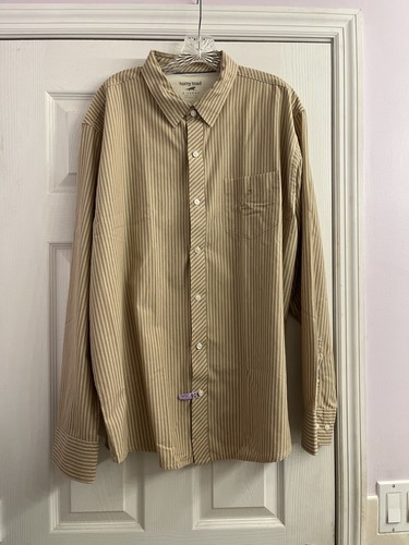 Horny Toad Men’s Long Sleeve Button Down Tan Stripes Dress Shirt Size L - Picture 2 of 15