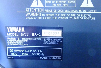 USED Yamaha SY77 Vintage Synthesizer Keyboard w/Hard Case #01359
