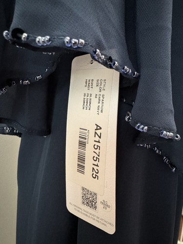 NWT AZAZIE Sparrow Bridesmaid Evening Prom Dress Dark Navy Sheer Beaded Size A 8 - Picture 2 of 3