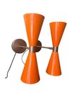 Sputnik Orange Italian Mid Century Diabolo Wall Sconce Set – & Brown Finish -LT.