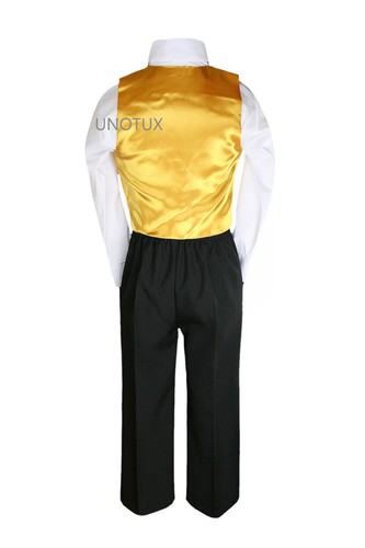 Baby Kid Teen Boys Formal Party 7pc Black Suits Tuxedo Color Satin Vest Tie S-20 - Picture 57 of 57