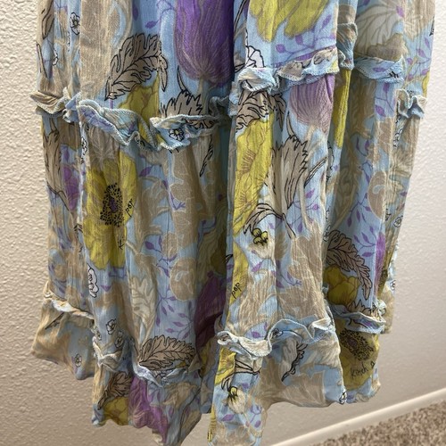 Barok Paris Dress Womens Medium Floral Ruffle Smocked Empire Waist Sundress Bead - Picture 4 of 17