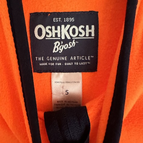 Osh Kosh BOYS SIZE 5 Orange Gray Fleece Pullover Jacket New With Tags - Picture 3 of 5