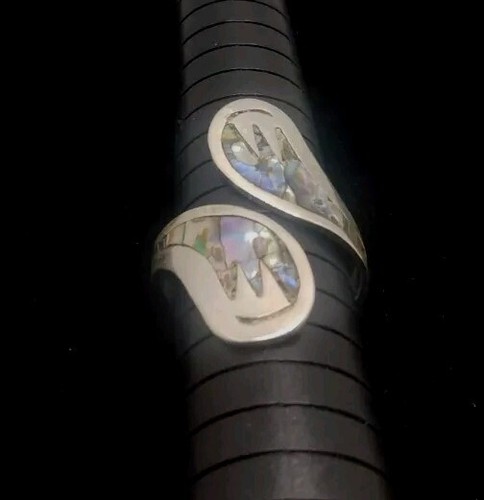 Vintage RUA  Abalone Sterling Silver Bypass Ring & Screw Backs Earrings 11.04 G - Bild 16 von 16