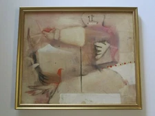 Mid Century Modern Painting Abstract Vintage Modernism Cubism Expressionism 1960