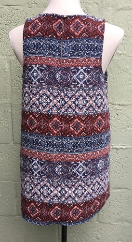 Forever 21 Size S Print Tunic Top Blouse Sleeveless Back Key Hole - Picture 3 of 9