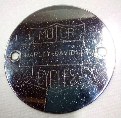 VINTAGE HARLEY DAVIDSON BADGE/TAG 3 INCH ROUND - Picture 2 of 6