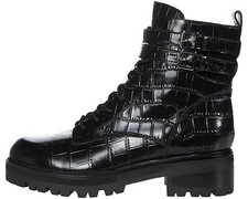  239 NEW - MARC FISHER "Barren 2" Embossed Leather Combat Boots - SZ 8.5