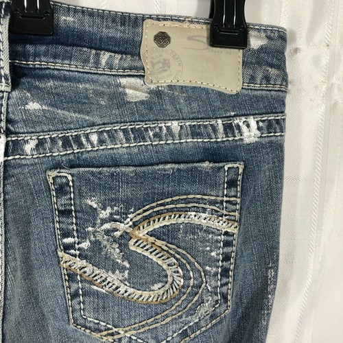 Silberblaue Damenjeans Größe: 27 Suki helle Waschung knöchellang gerades Bein - Bild 7 von 7