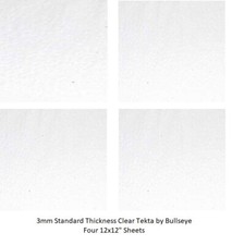 FOUR SHEETS 1100 Tekta 3mm Clear 12 x 12 inches Fusing Bullseye 90 COE Glass