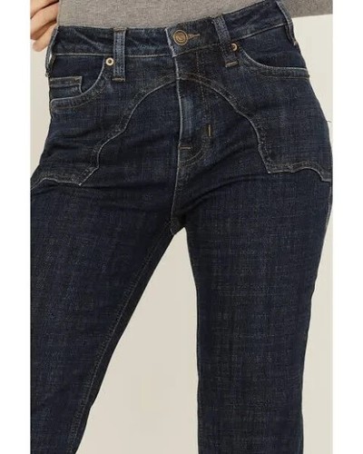 Rock & Roll Denim Womens High Rise Trouser Yoke Front Flare Jeans W32 x L32 Blue - Picture 5 of 17