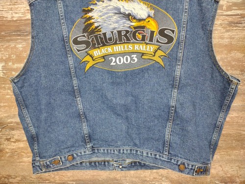 VINTAGE Sturgis SD DENIM Texas Wear Trucker Only Biker Motorcycle VEST Men XXL - Picture 9 of 12