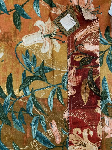 GREEFF Linen 2 yd 1970s Warner England Moon Gate Collection Nankeen Lily Floral - Picture 13 of 13