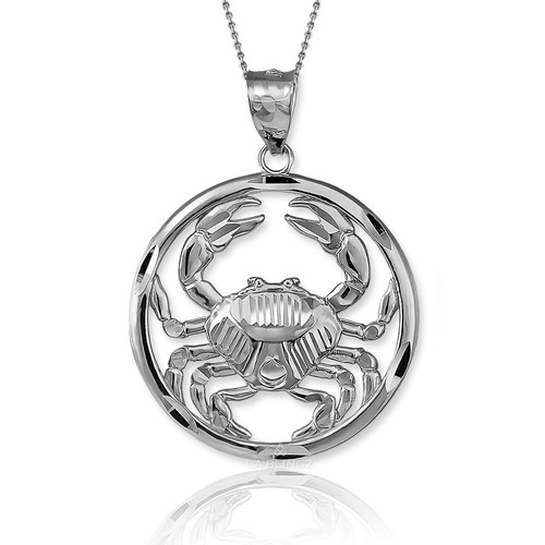 Cancer Zodiac Gold Crab Pendant - Diamond-Cut Round Necklace in 10k & 14k - Picture 14 of 23