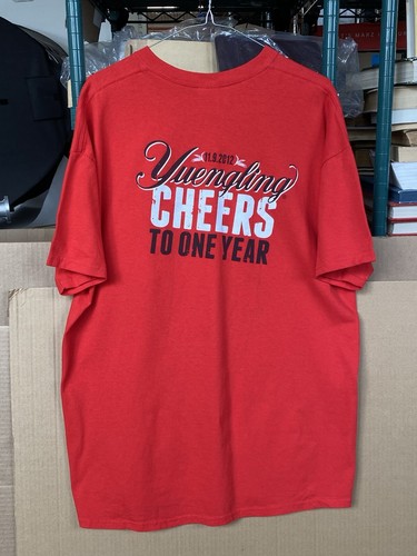Yuengling Ohyo 2012 Cheers To One Year Graphic Double Sided Red Shirt Size XL - Picture 1 of 15