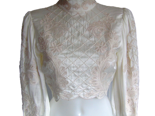 Gorgeous new Karen/ Lydia Millen ivory mirror cutwork crop blouse, size 8, £209 - Picture 5 of 9