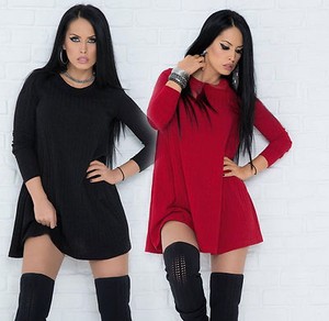 en XS pour By femme longue côtelée tunique mini Robe Robe M Alina côtelée maille zzqwASZ