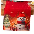 Christmas Table Runner, 90 inches Long Snowman Trees Snowflakes Seasonal