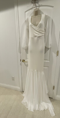 #ad White Size M Beach Formal Maxi Dress Very Long Gothic Steam Punk $25.00