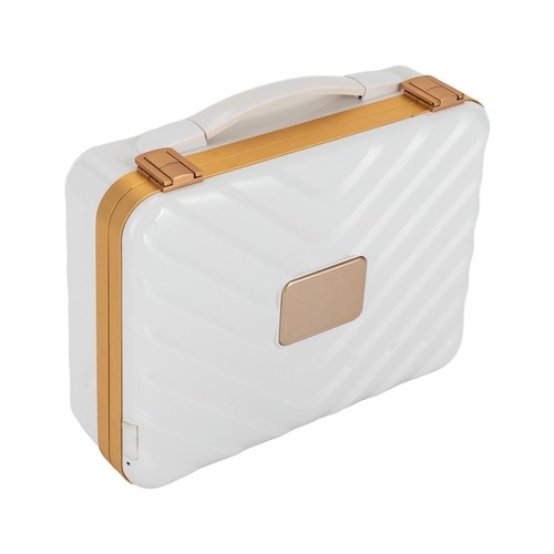 White Portable Travel Makeup Box with 4K Silver Plated Mirror and LED Lights - Picture 4 of 15