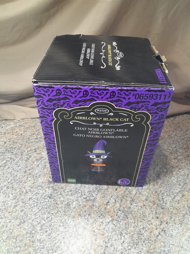Halloween Gemmy Holiday Living 7" Black Cat Witch Hat Airblown Inflatable EUC - Picture 9 of 9