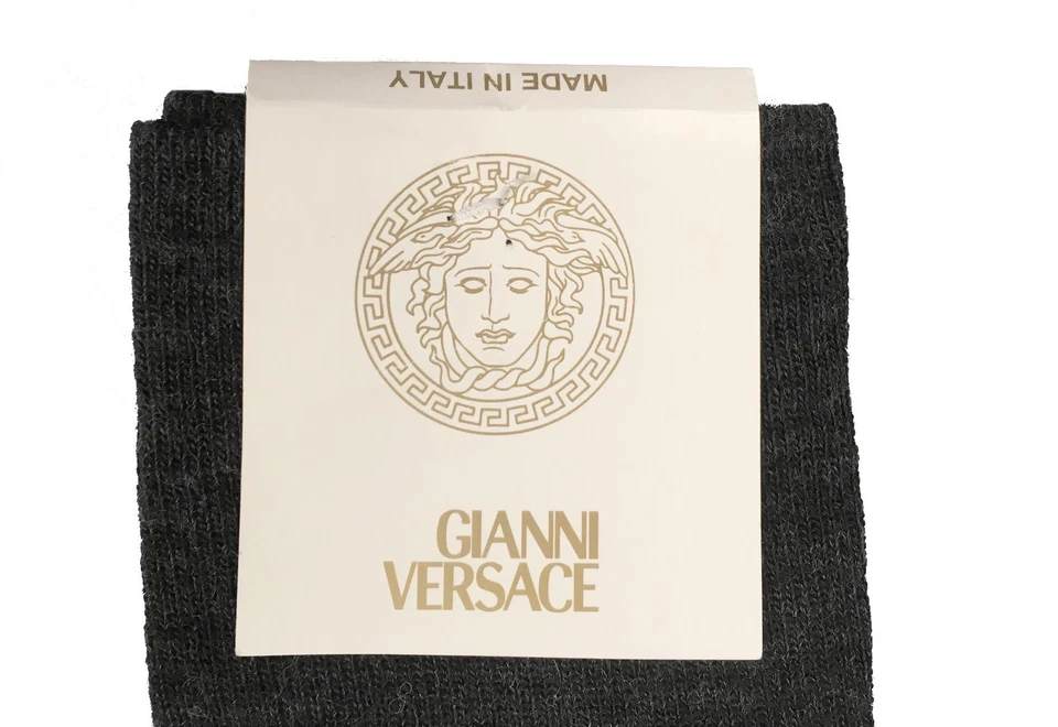 ¡NUEVOS calcetines de vestir Gianni Versace Couture! 11 o 12 Gris Versace Llave Griega Italia Foto 2 de 2