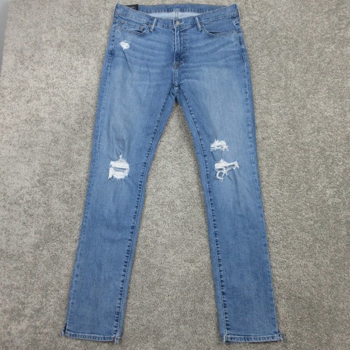 Abercrombie & Fitch Jeans Mens 34x34 Blue Rustin Athletic Skinny Denim Ripped