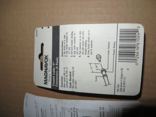 MAGNAVOX M61129 RG6 COAXIAL CABLE "F" CONNECTORS (10) - FACTORY SEALED!! - Picture 3 of 4