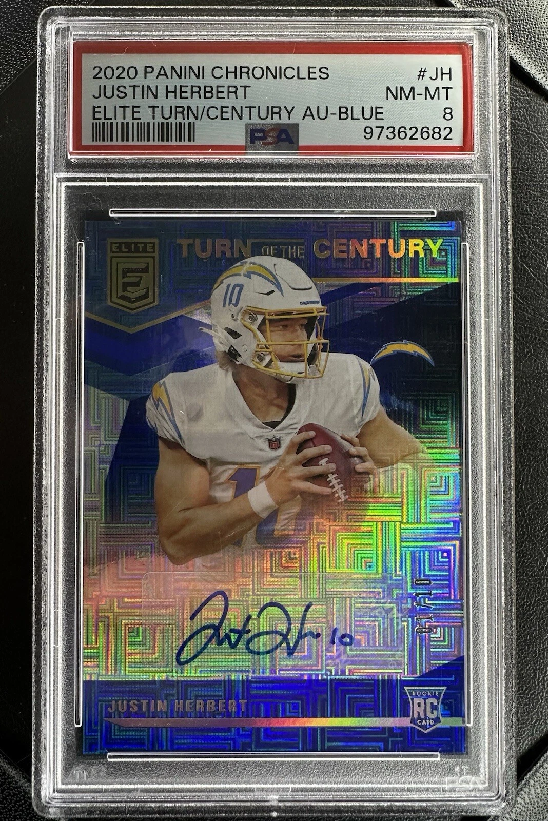 Justin Herbert Panini Chronicles Elite Turn of the Century Autographs #JH Blue