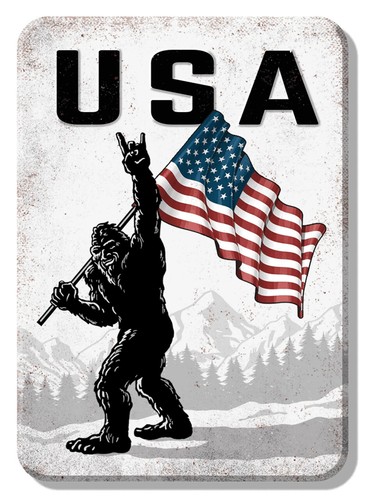 Sasquatch with American Flag - USA - Refrigerator / Toolbox Magnet - Picture 2 of 4