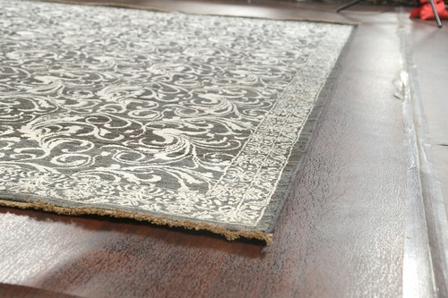 Black-Silver Wool / Silk Versace Design Oriental Area Rug Handmade Modern 9x12 - Picture 11 of 12