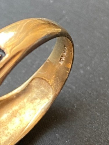 MEN'S YELLOW GOLD TOPAZ AND DIAMOND PINKY RING SIZE 8 - Picture 9 of 12