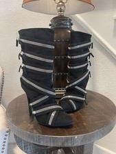 Giuseppe Zanotti X Balmain Black Suede Zipper Boots Size 42
