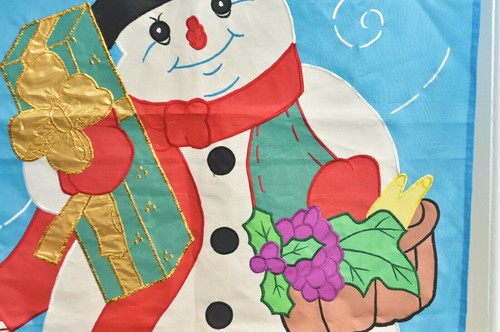 Freundliches weihnachtliches Schneemannlager Geschenk-Gartenflagge/Urlaubsbanner-Christlich - Bild 6 von 12