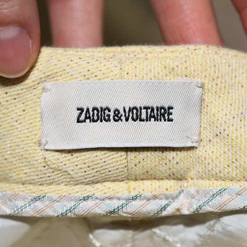 $348 ZADIG & VOLTAIRE Yellow Linen Blend Flared Pistol Trousers Pants Women's 38 - Picture 9 of 11