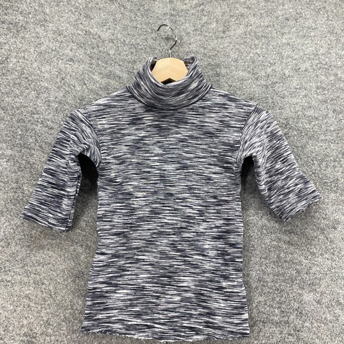 Free People Sweater Pullover Girls XS Gray Striped Knit Turtleneck Cotton Casual - Picture 3 of 10