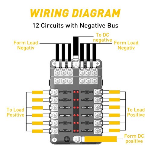 12-Way Blade Box Holder Fuse Block LED Waterproof 12V/32V Indicator Auto Marine - Picture 8 of 12