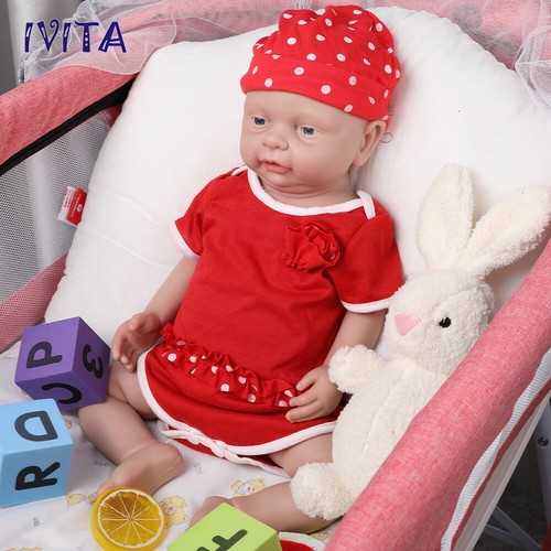IVITA 18'' Full Silicone Reborn Baby Girl Realistic New Baby Doll Take Pacifier - Bild 12 von 12