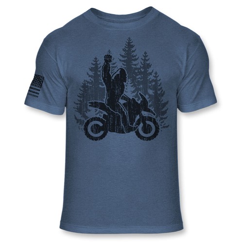 Bigfoot Adventure Bike T-Shirt Funny Sasquatch Adventure Motorcycle shirt - A191 - Picture 8 of 9