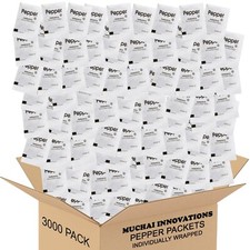 Pepper Packets 3000 Total - Ground Black Pepper Individually wrapped -