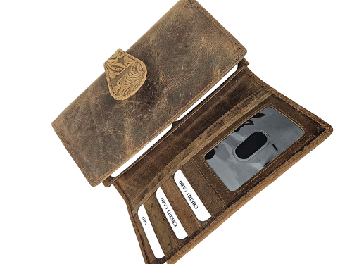 Oak Leathers ~ Soft and Luxurious Long Wood Color Wallet with RFIDBlocking - Picture 6 of 8