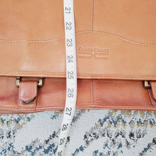 Claire Chase Leather Laptop Bag Vintage Messenger Travel Briefcase Mens Luggage - Picture 14 of 15