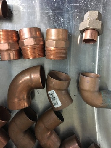 Lot of (17) 1" Copper Pipe Sweat Fittings - Picture 2 of 4