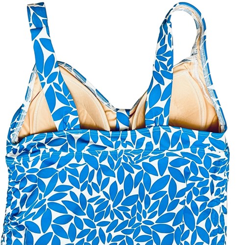 Land’ End Ocean Blue Tropical Leaf Top Adjustable-Side Swimsuit 12 NWOT - Picture 8 of 15