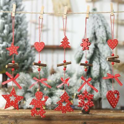 Christmas Snowflakes&Star&Tree Wooden Pendants Ornaments Home Tree Decor CF Christmas Snowflakes&Star&Tree Wooden Pendants Ornaments Home Tree Decor CF