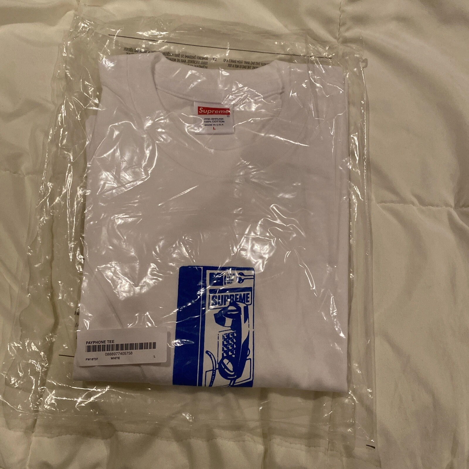 AUTHENTIQUE T SHIRT SUPREME PAYPHONE GRAND TEE BLANC FW18