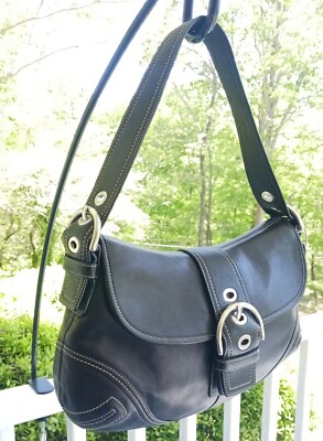 Coach F10192 MEDIUM Vintage Soho Top Flap Y2K Black Leather