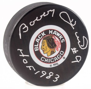 Bobby-Hull-Chicago-Blackhawks-Signed-Autograph-Hockey-Puck-JSA-COA-HOF-1983